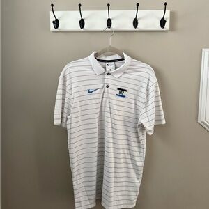 Nike White and Gray Striped Polo Shirt